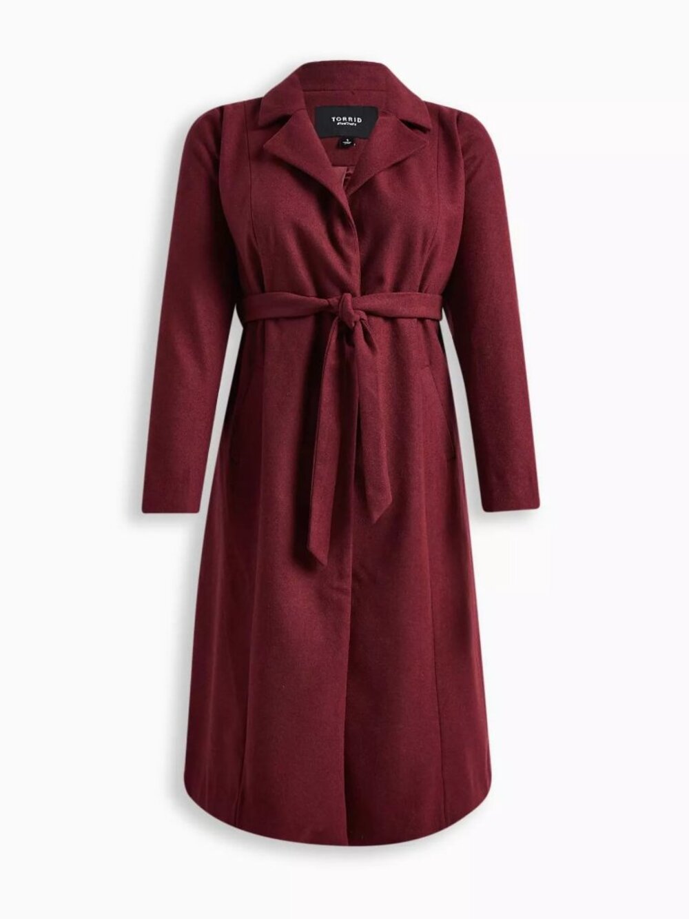 TORRID Wool‑blend woven fabric Trench Coat — Zinfandel — Size 2